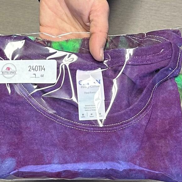 New Womens Top Size Medium Purple Tie Dye Long Sleeve Handcrafted Festival Hippy - Picture 8 of 8